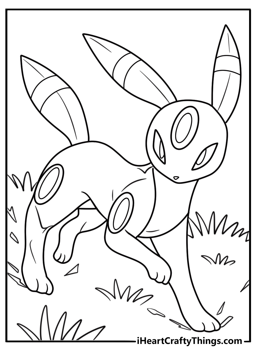 Umbreon with tail raised alert coloring page