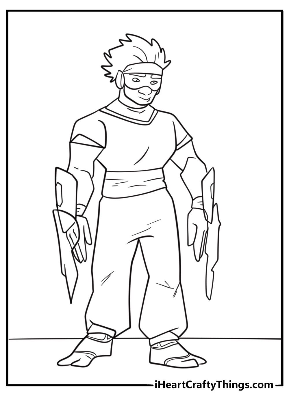 Wasabi concentrating with energy blades ready coloring page