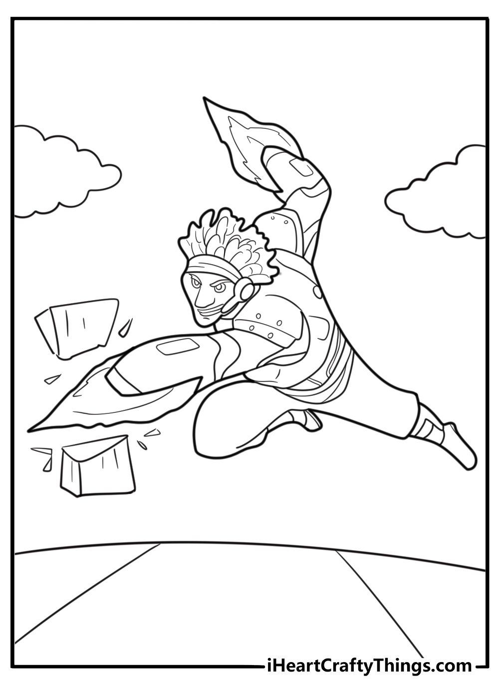 Wasabi cutting obstacles with his blades coloring page