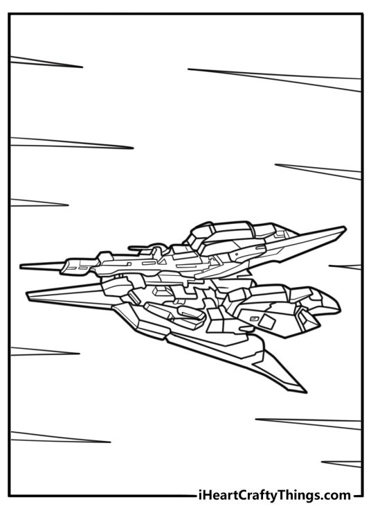 Wing Gundam transforming into flight mode coloring sheet