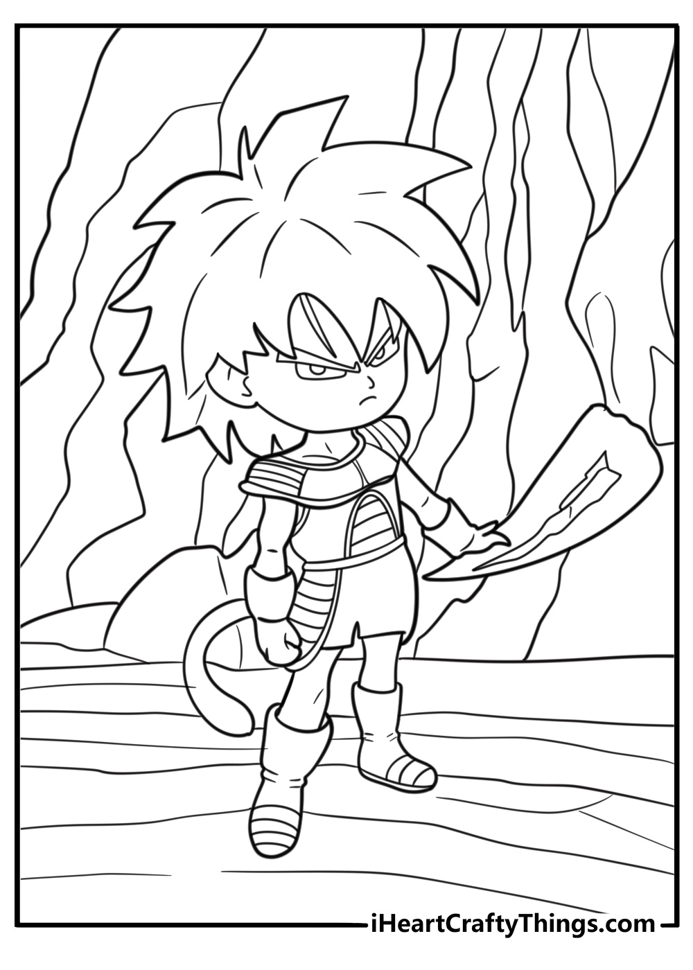 Young Broly with Paragus on a remote planet coloring sheet