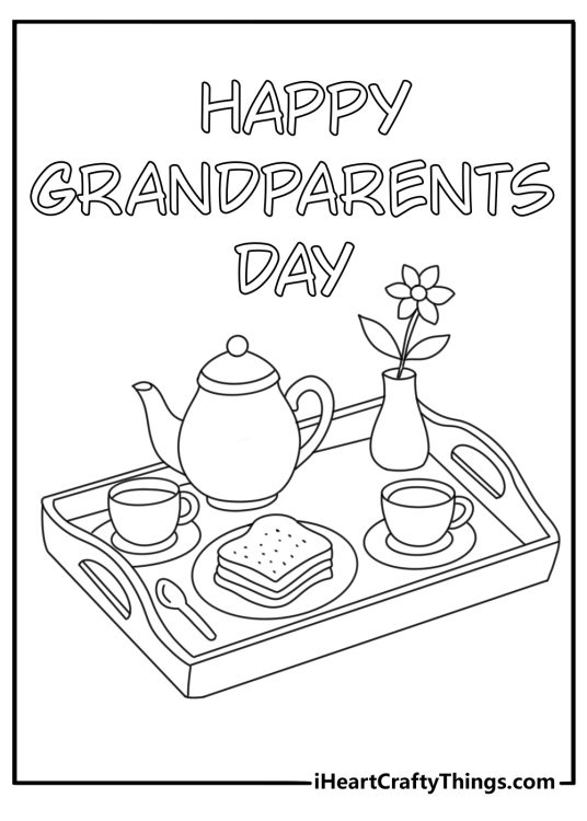 A homemade breakfast tray for grandparents fills this cute printable sheet