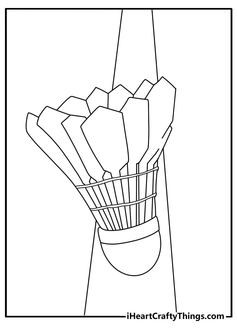 Badminton shuttlecock close view on service line cute coloring page PDF