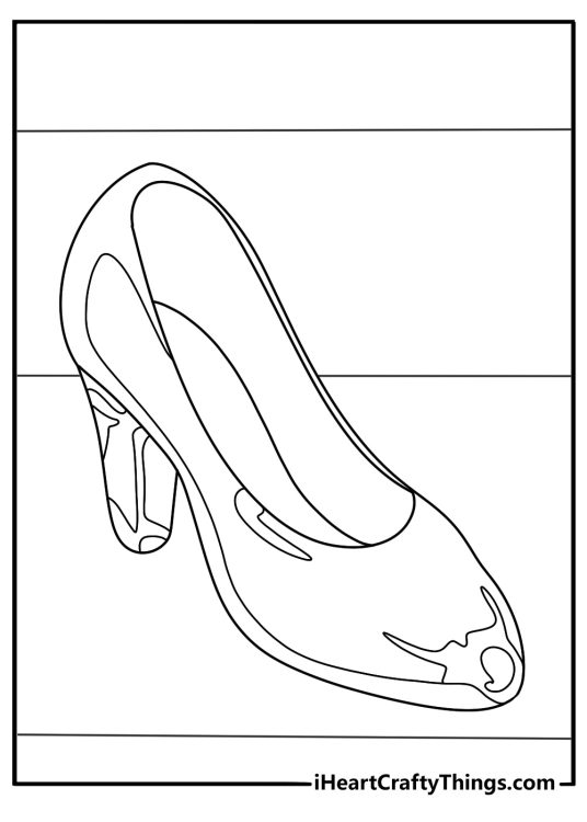 Cinderella glass slipper on grand stairs cute coloring printable