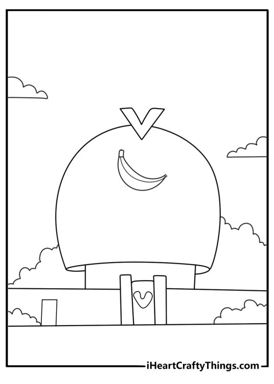 Despicable Me secret lab with banana sign kawaii coloring page printable