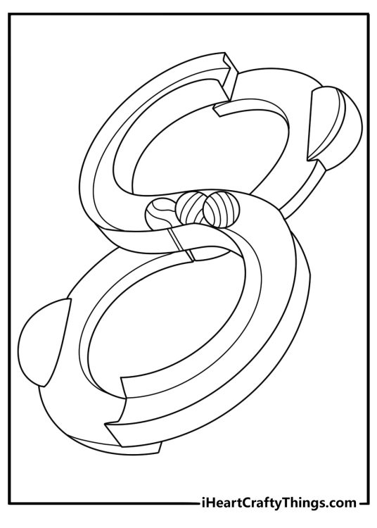 Detailed toy coloring page with a marble run and rolling balls