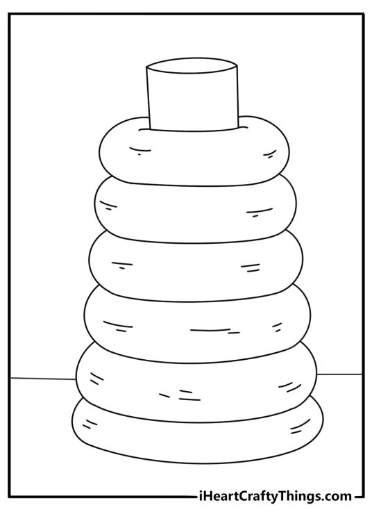 Easy toy coloring page with a set of stacking rings