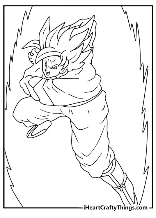 Goku charging energy for a kamehameha power coloring page detailed
