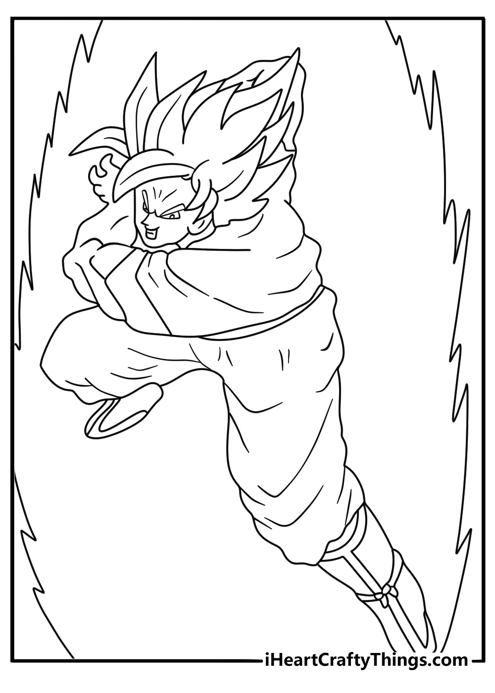 Goku charging energy for a kamehameha power coloring page detailed