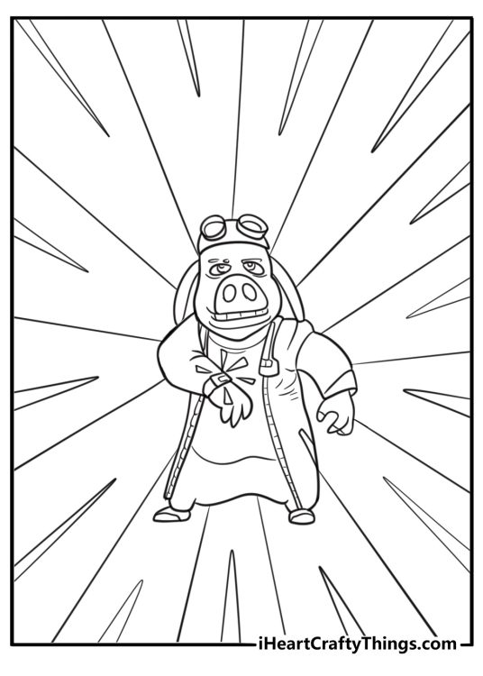 Hitpig activating wrist gadget in a high tech environment coloring sheet