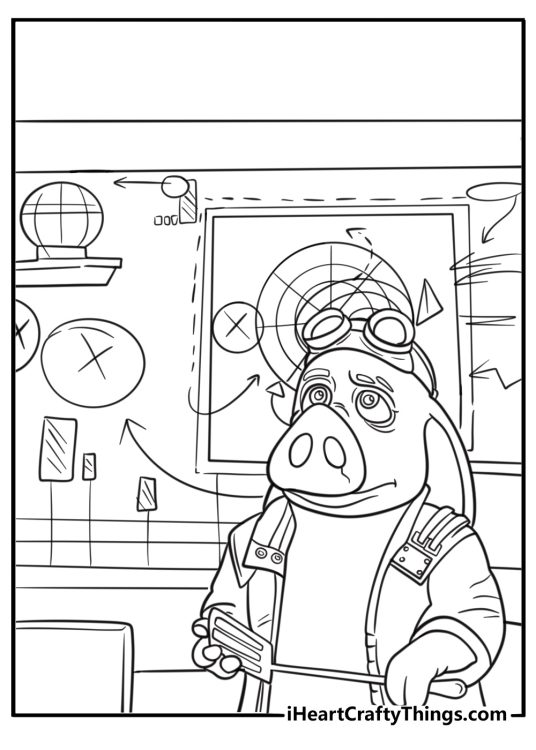 Hitpig surrounded by wanted posters in a grungy city wall detailed sheet