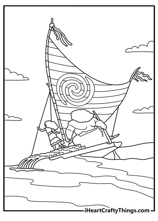 Moana ocean voyage with wayfinding sail easy coloring printable