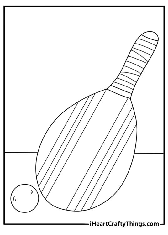 Simple printable toy coloring sheet with a ball and wooden bat