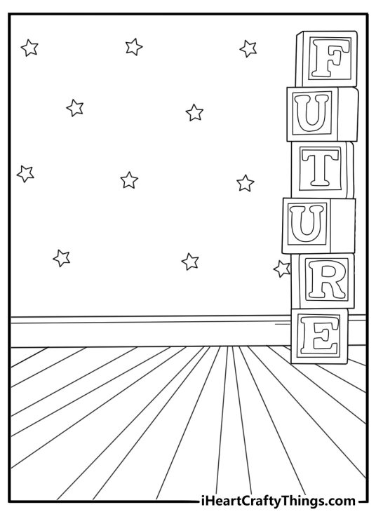 Toy Story star wallpaper bedroom with toy blocks easy coloring sheet