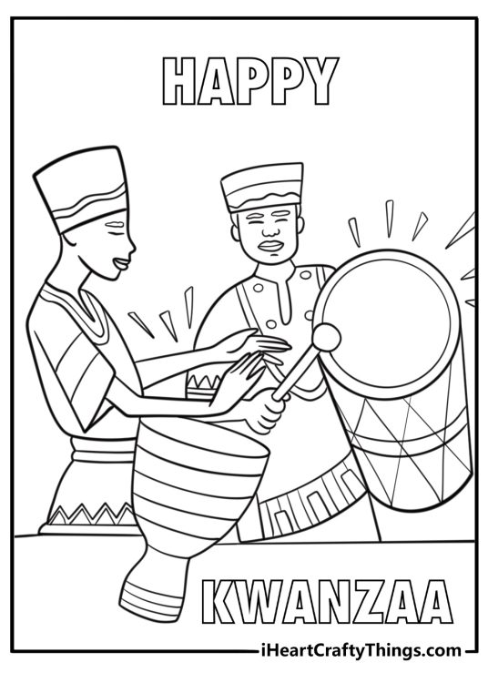 African drums used in kwanzaa celebration free coloring page
