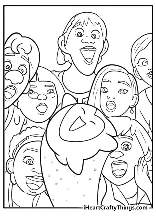 Asha and friends watching Star fly fun printable sheet