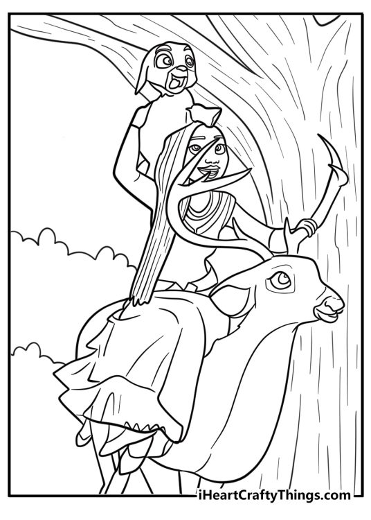 Asha leading friends through a glowing forest trail detailed sheet