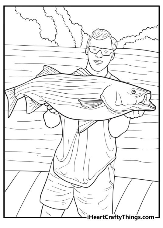 Bass caught during fishing tournament free coloring page pdf