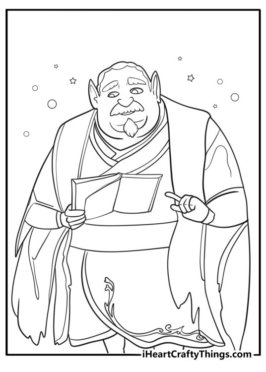 Bolinar reading from an ancient magic book coloring page