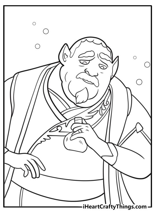 Bolinar testing a potion in the royal library coloring page