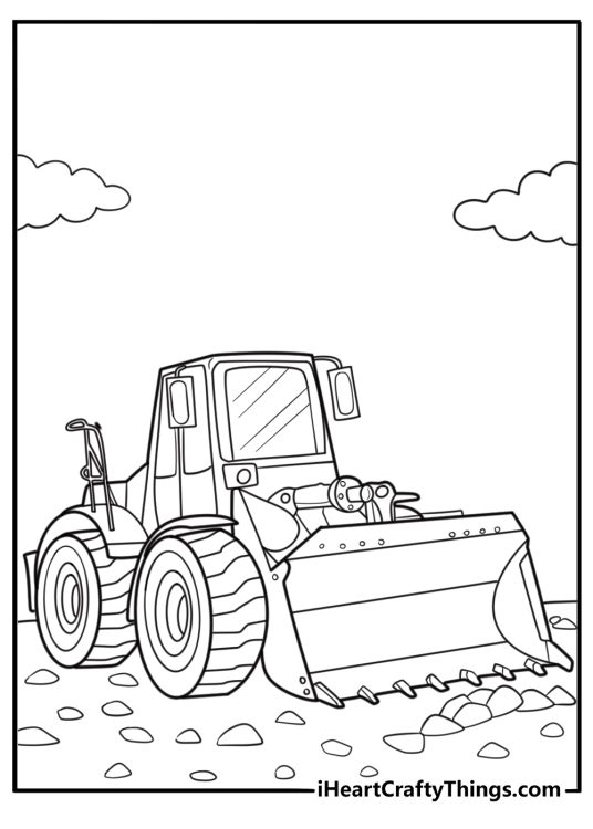 Bulldozer blade down in digging position coloring page