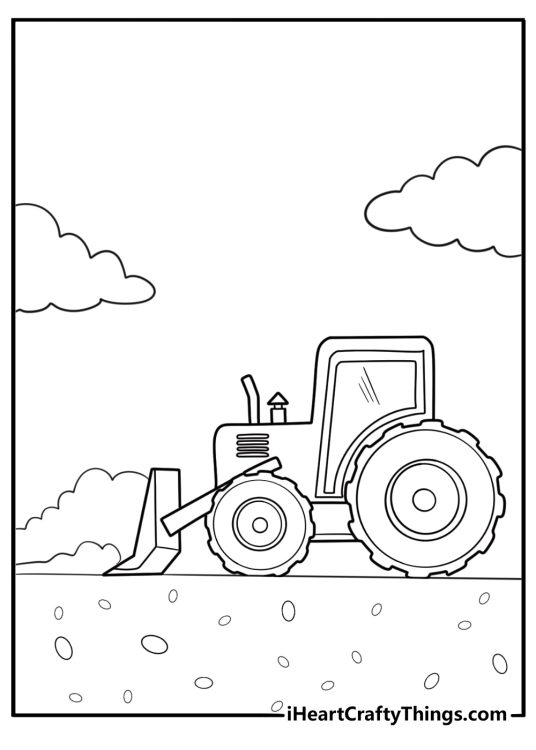 Bulldozer flattening a construction area coloring page