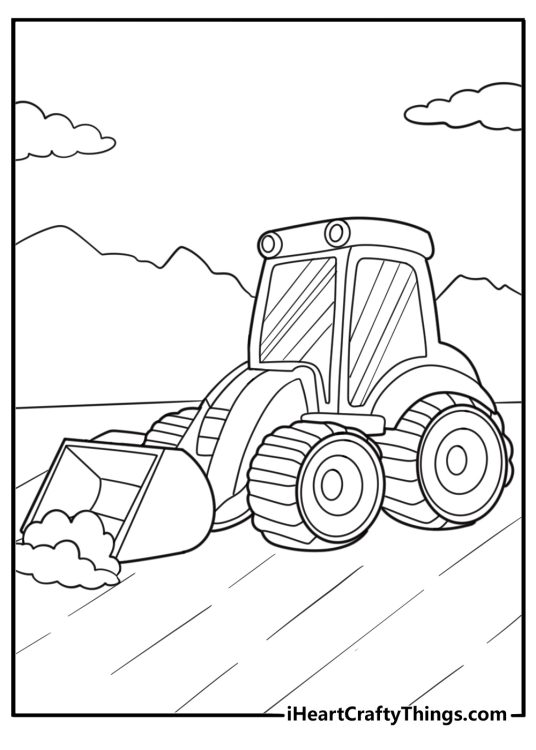 Bulldozer pushing dirt on a construction site coloring page