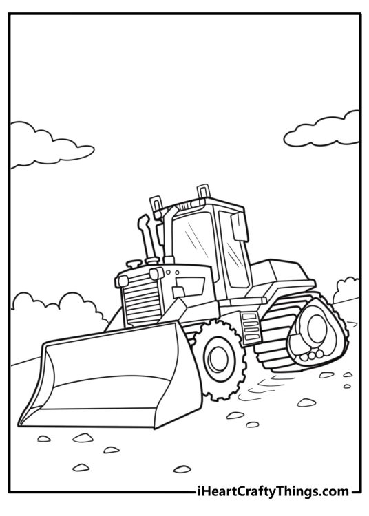Bulldozer with caterpillar tracks coloring page