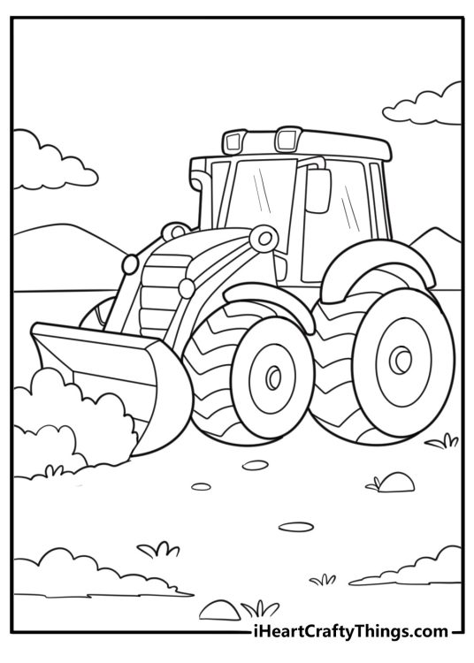 Bulldozer with safety lights on top coloring page