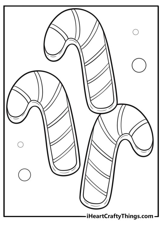 Candy cane shaped cookie coloring page for kids