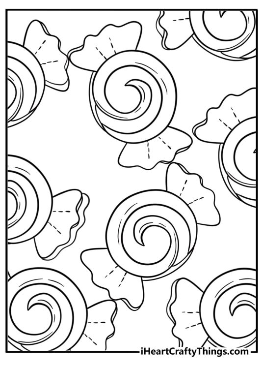 Candy-shaped cookie with stripes fun printable coloring sheet