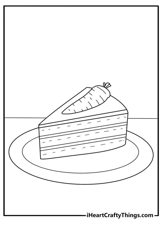 carrot cake slice with frosting dessert coloring page