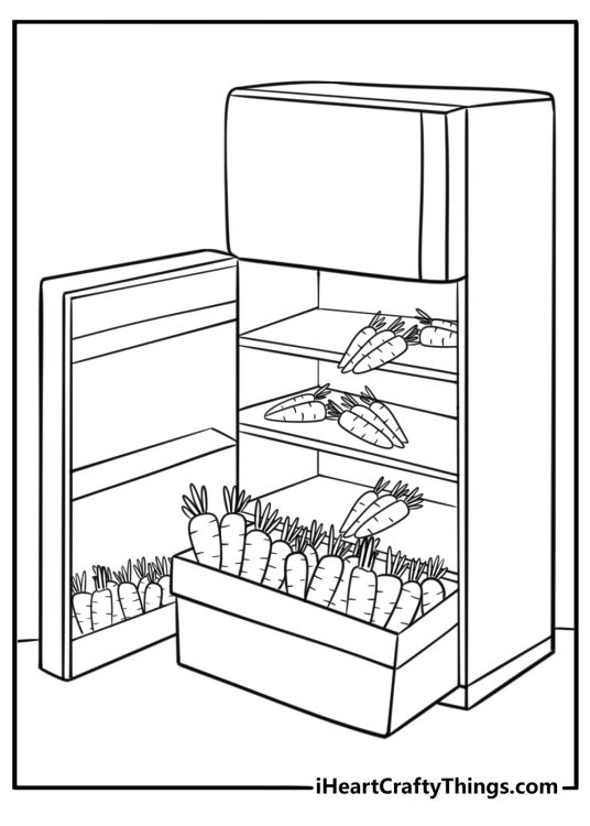 Carrot inside a refrigerator fun food coloring sheet