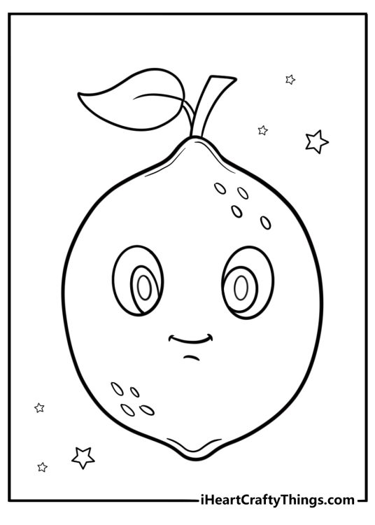 Cartoon lemon with simple face coloring page