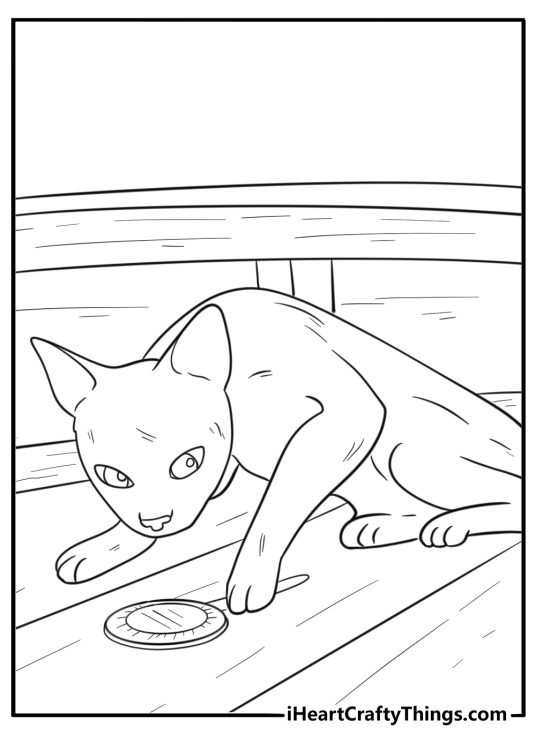 Cat holding a glowing glass float from flow