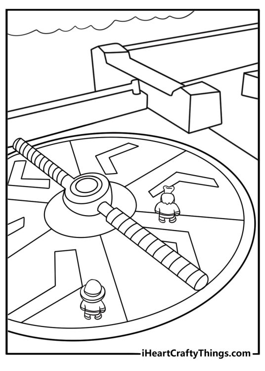 Chef Anthony slipping on rotating pad in Spin Go Round map coloring page