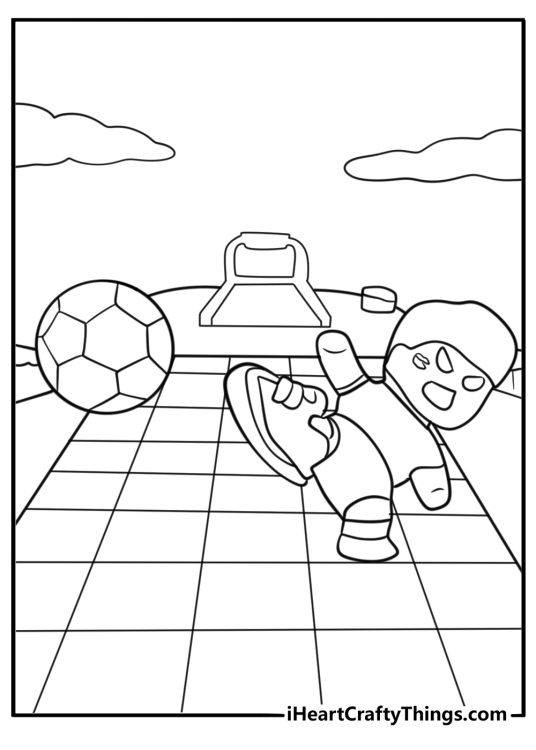 Christiano Waldo kicking ball in Rocket Rumble mini game coloring sheet