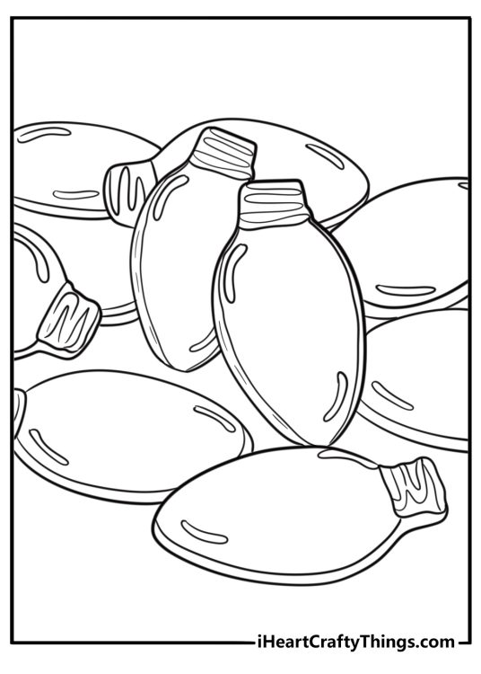 Christmas light bulb cookie with shine effect free coloring page PDF