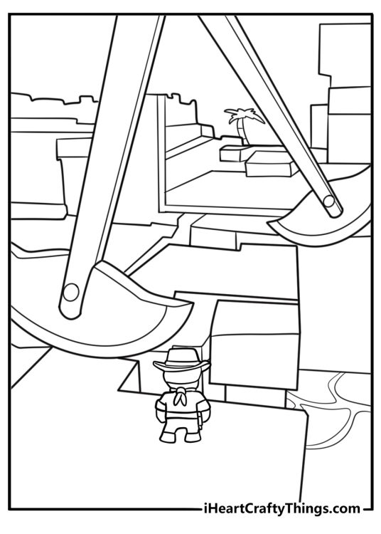 Colt Eastwood ducking obstacles on Lost Temple map coloring sheet