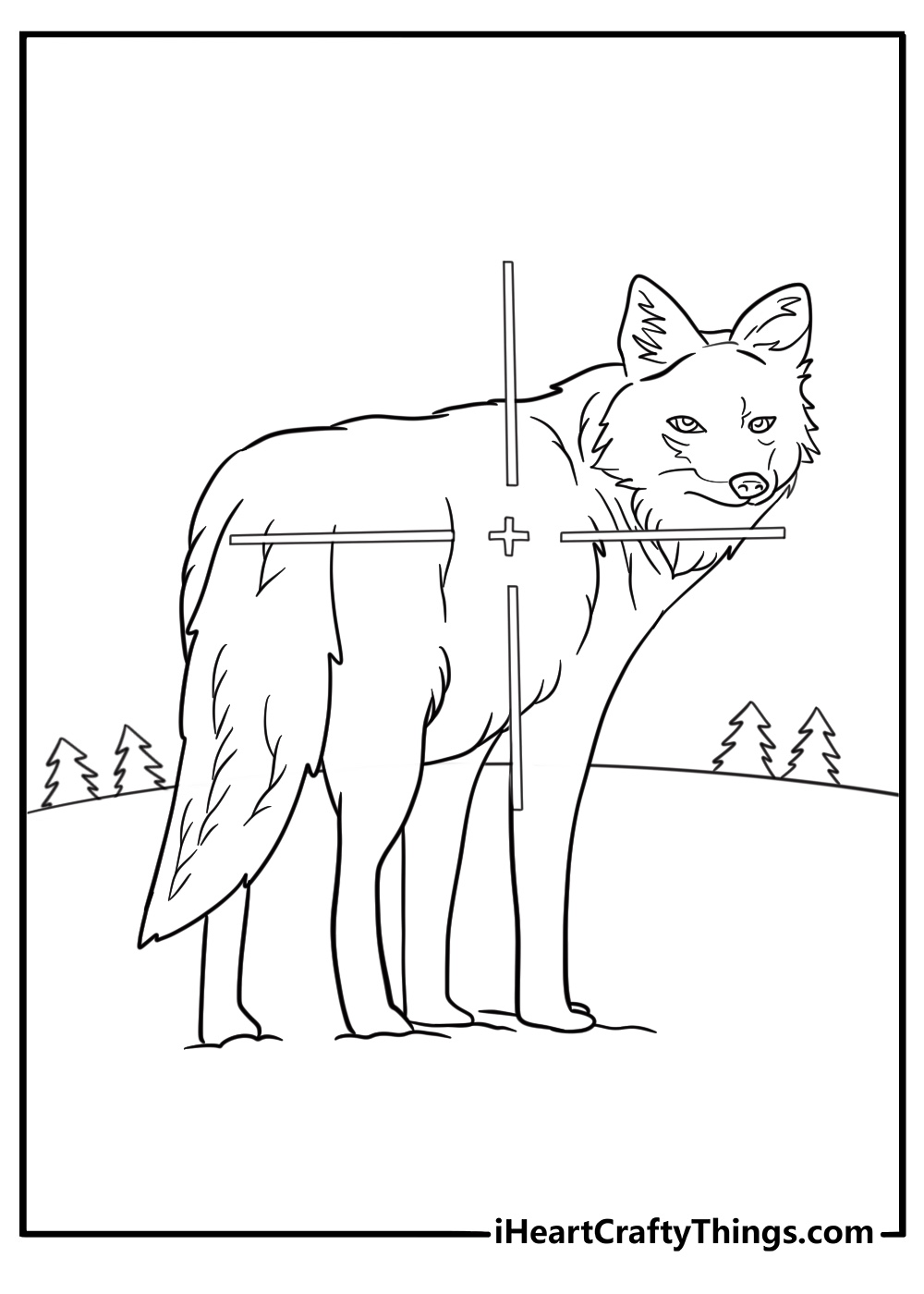coyote hunting at night easy coloring sheet