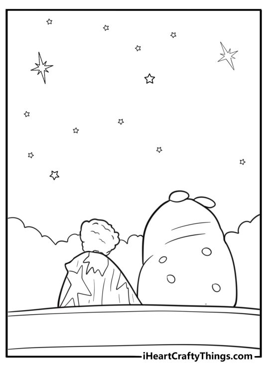 Elio and Glordon looking at the stars through the shuttle window coloring sheet
