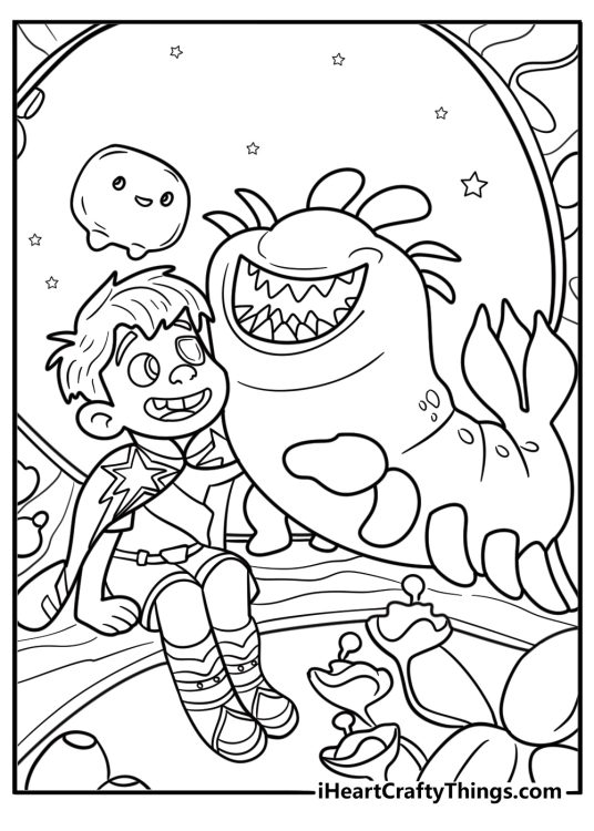 Elio meeting Glordon for the first time inside the cell coloring sheet