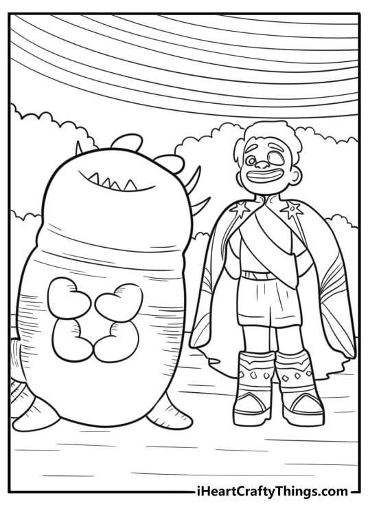Elio meeting the alien ambassadors for the first time coloring sheet