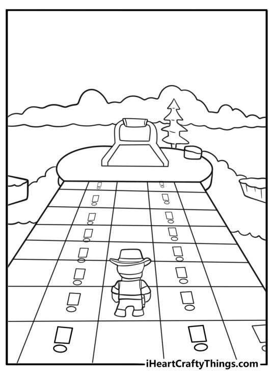Farmer Jeremiah hopping over hay bales on Hay Brawl map coloring page