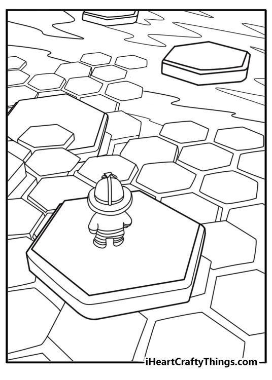 Fireman Torch jumping between fire platforms on Lava Rush coloring page