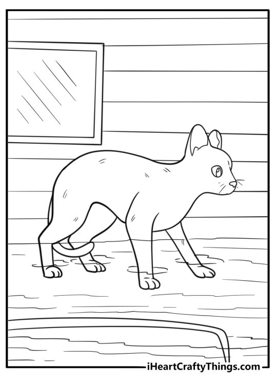 Flow cat escaping a collapsing cabin during a storm