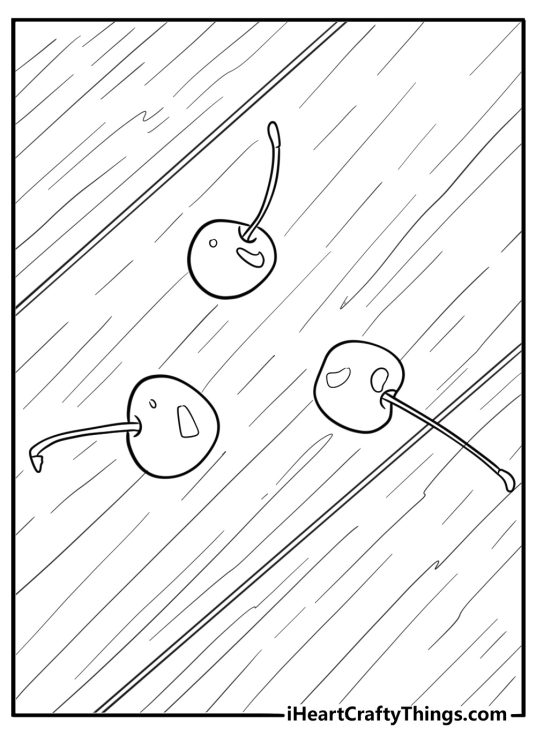 Fresh cherries on a wooden table free coloring page