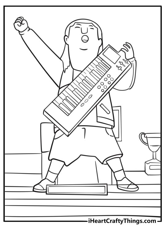 Gene performing at a school event coloring page