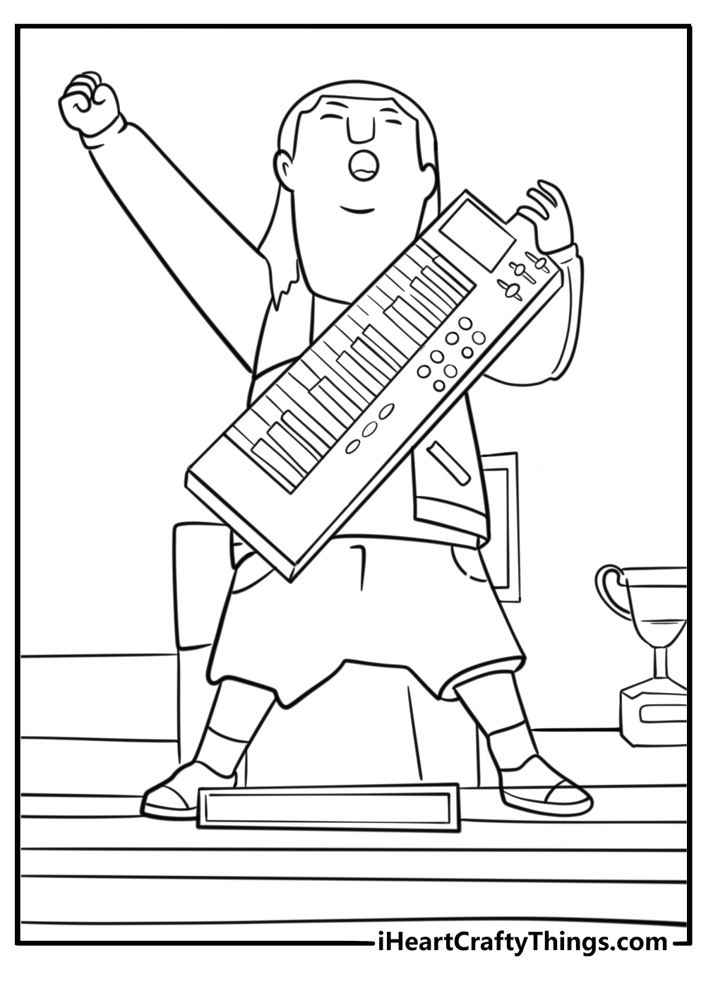 gene performing at a school event coloring page