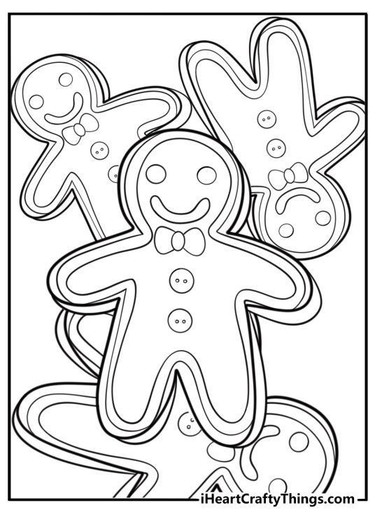 Gingerbread man cookie with buttons coloring sheet